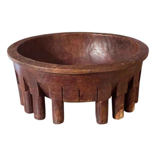 Mid 20th Century Hand Carved Kava Tanoa Bowl 17 Legs Fiji For Sale