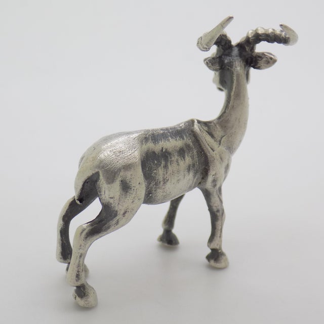Metal Vintage Italian Handmade Genuine Silver Ibex Animal Figurine Sculpture Miniature For Sale - Image 7 of 10