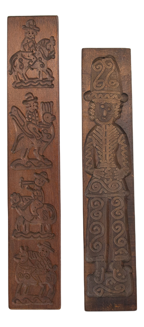 Dutch Wooden Speculaas Cookie Cutters, 1920s, Set of 2