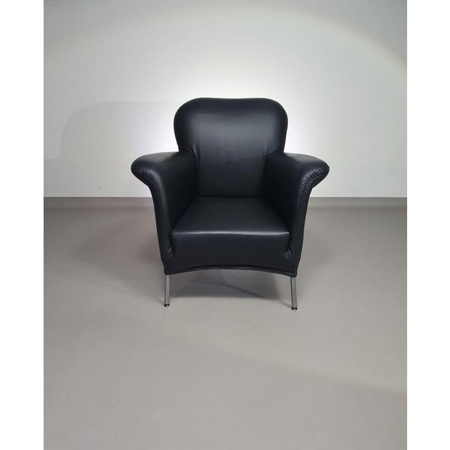 3 x rare Fauteuil/ model Turn /black leather / Bert Plantagie in mint condition. This piece has an attribution mark, I am...