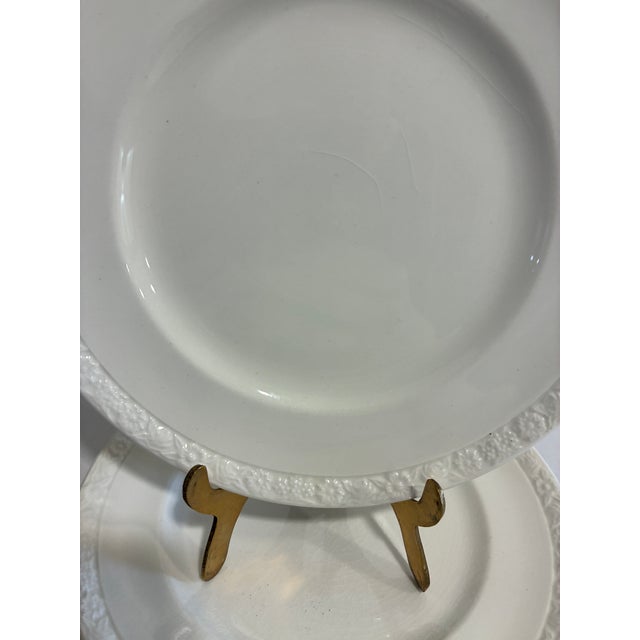 Vintage Wedgwood Salad Plates Set of 4, Embossed Floral Rim, England For Sale - Image 11 of 11