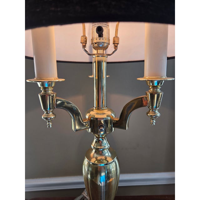 Late 20th Century Brass Bouillotte Style Candelabra Table Lamp For Sale - Image 11 of 15