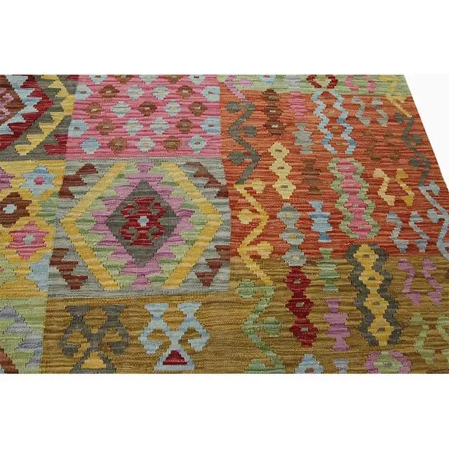 Traditional Handwoven Turkish Kilim Area Rug 8'4" X 9'9" For Sale - Image 4 of 8