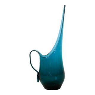 Mid-Century Blue Viking Glass Pitcher For Sale