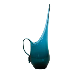 Mid-Century Blue Viking Glass Pitcher