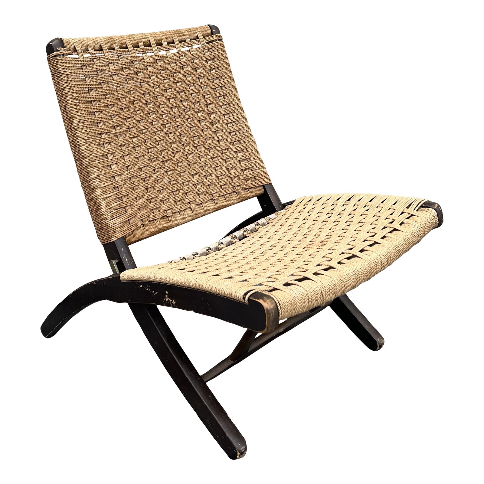Vintage 1960’s Hans Wegner Style Folding Rope Lounge Chair, Yugoslavia