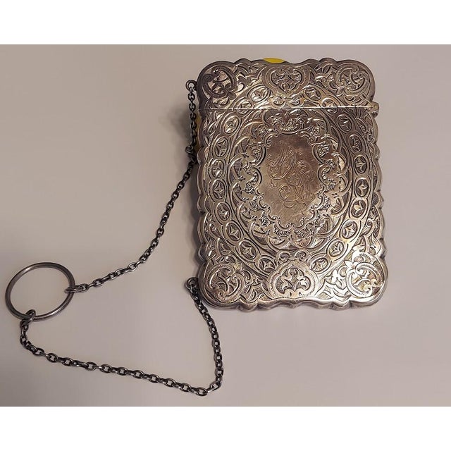 Traditional Antique Victorian Sterling Silver Card Case For Sale - Image 3 of 10