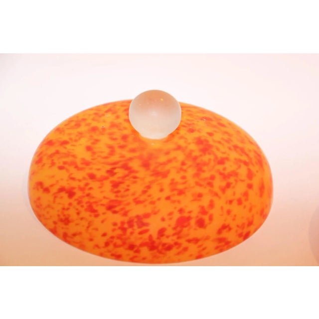 Orange Vintage Venetian Murano Bright Orange Italian Art Glass Covered Bowl For Sale - Image 8 of 12