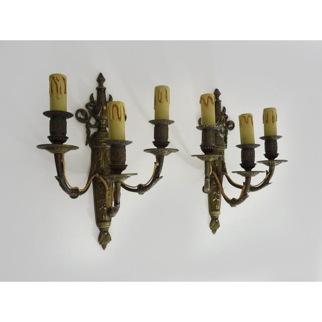 1930s Louis XV Bronze Wall Lights, 1930s For Sale - Image 5 of 10