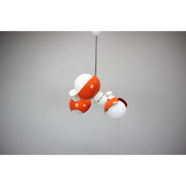 Czechoslovak Space Age Orange and Opaline Glass Chandelier from Napako, 1970s For Sale - Image 12 of 17