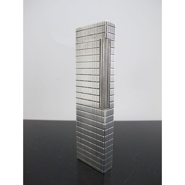 Very fine Vintage S.T. Dupont Paris, made in France Cigar lighter, A 7489, c 1970. Silver plated "SkyScraper" Ligne 1...