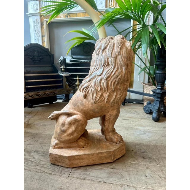 Antique Terracotta Lion Sculptures, 1880s, Set of 2 For Sale - Image 12 of 18