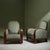 Art Deco Lounge Chairs in Sage Upholstery with Oak Frames, Netherlands, Set of 2 For Sale - Image 3 of 9