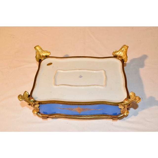 Sevres Style Porcelain Footed Dresser Box, C. 1920 For Sale - Image 10 of 13