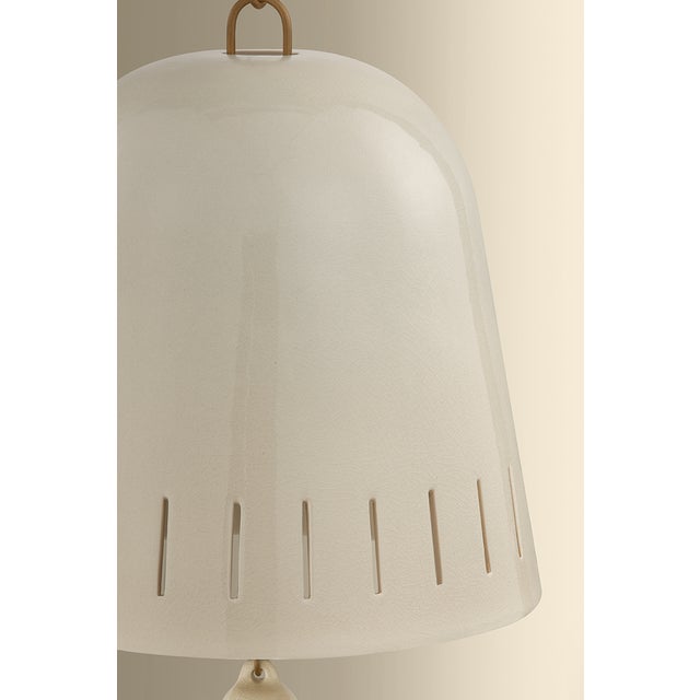 2020s Hudson Valley Lighting Omi 15 in. 1 Light Pendant in Patina Brass and Ceramic Ivory Crackle Finish For Sale - Image 5 of 7