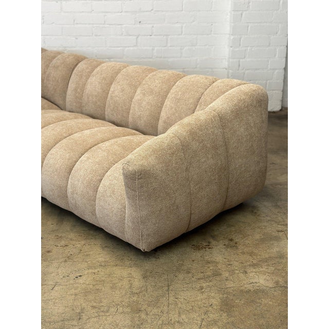 Low Profile Channel Sectional in Beige For Sale - Image 4 of 12