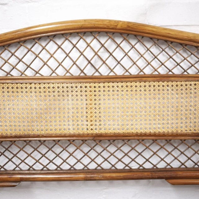 Mid-Century Vintage Bamboo and Rattan Double Bed Headboard, 1960s For Sale - Image 4 of 11