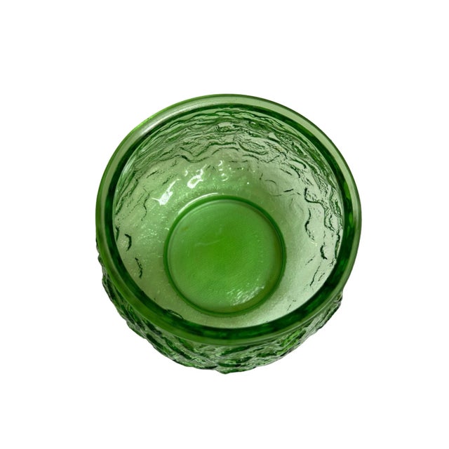 Mid 20th Century Green Crinkle Glass Vase For Sale - Image 5 of 11