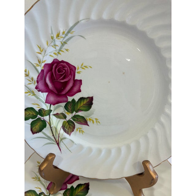 Mid 20th Century Vintage Ridgway Ironstone Anniversary Rose Dinner Plates, England – Set of 3 For Sale - Image 5 of 10