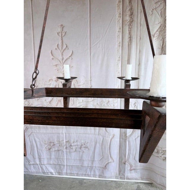 Spanish 20th Century Spanish Style Wrought Iron Chandelier 6-Light For Sale - Image 3 of 10