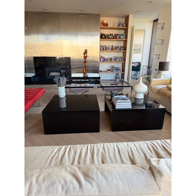 Set of Two Custom Square Black Lacquer Tables For Sale - Image 9 of 9