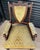 Victorian Oak Shield-Back Armchair – Antique Upholstered Library / Occasional Chair With Carved Detail & Castors For Sale - Image 9 of 9