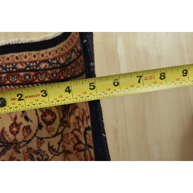 Sarouk Rug 9′ X 11’9” Blue Wool Semi-Antique Traditional Hand-Knotted Carpet For Sale - Image 13 of 15