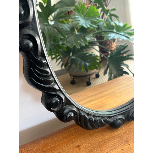Late 20th Century Carved-Wood Look Black Mirror For Sale - Image 6 of 8