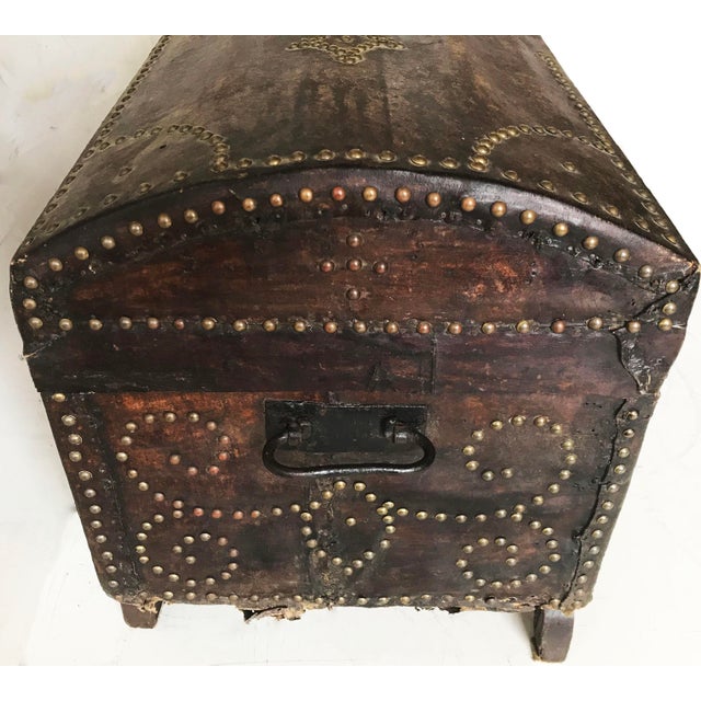 Vintage Spanish Trunk Covered Cordoba Leather Chairish