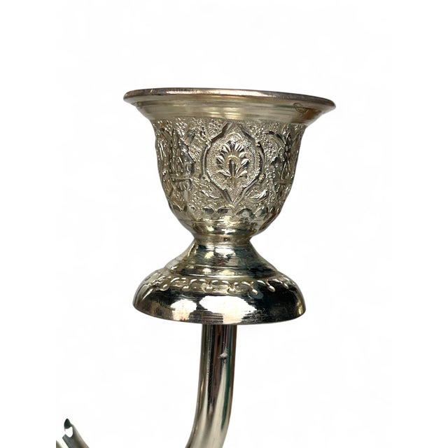 A Pair of Persian 84 Silver Candlesticks For Sale - Image 4 of 7