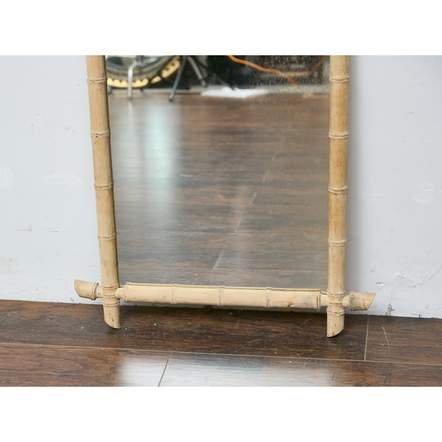 Bleached Bamboo Midcentury Mirror with Natural Finish and Coastal Style For Sale - Image 10 of 12