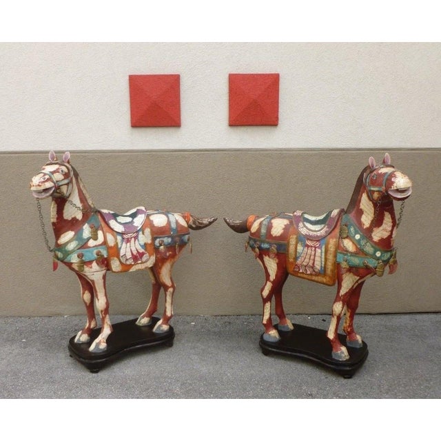Huge Charming Painted Tessellated Bone Chinese Tang Horses Chairish
