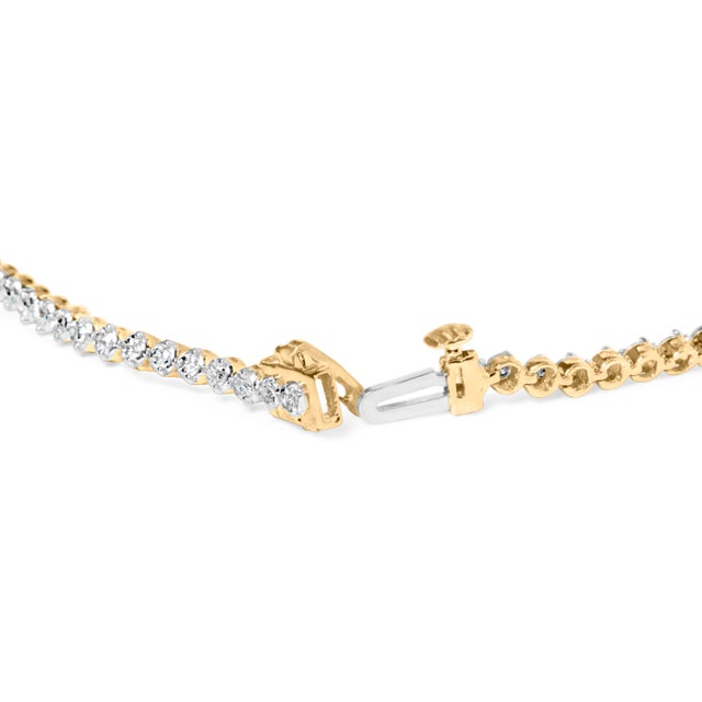 Contemporary 10K Yellow Gold Plated Sterling Silver 1.0 Cttw Round Diamond Tennis Bracelet For Sale - Image 3 of 5