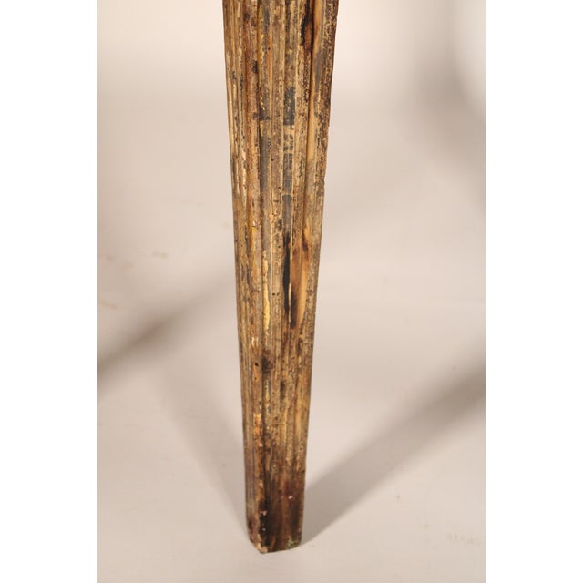 Antique Louis XVI Style Silver Leaf and Painted Marble Top Console Table For Sale - Image 10 of 11