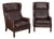 Pair, Mid Century Brown Leather Wingback Chairs From Denmark For Sale