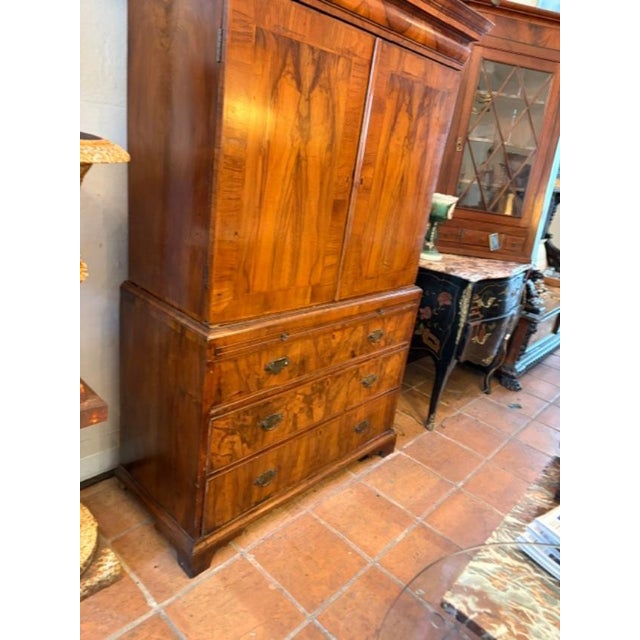 Antique English Gentlemans Chest on Chest, Burl Walnut, 1820s Secret Drawer For Sale - Image 10 of 13