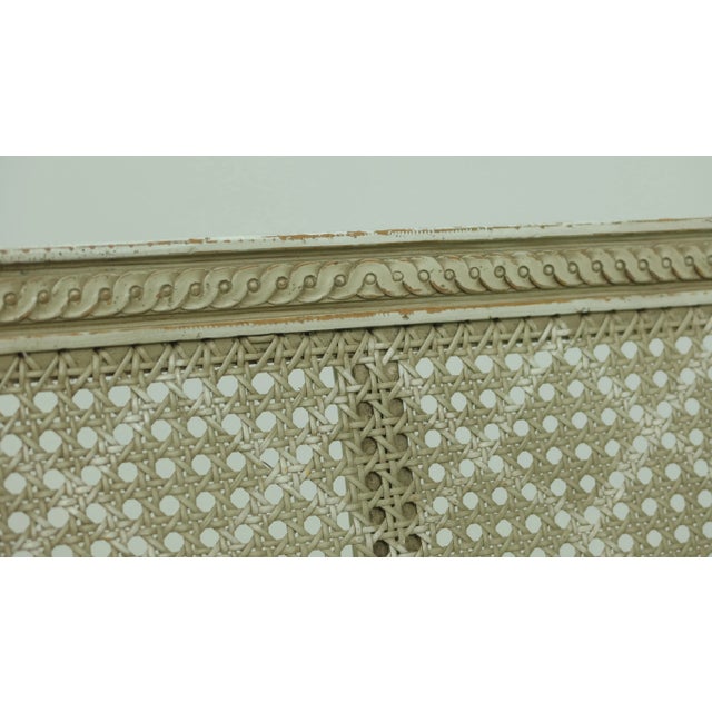 French Louis XVI Gray Painted Cane Settee For Sale - Image 4 of 12