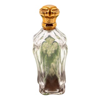 Perfume Bottle, Made of Glass and 15k Gold For Sale