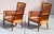 Mid-Century Modern Vintage Tufted Velvet Upholstered Pair of Mid-Century Modern Armchairs With Cane Sides For Sale - Image 3 of 18