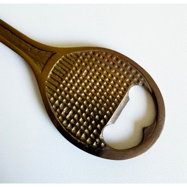 Mid-Century Modern Vintage Brass Tennis Racket Bottle Opener For Sale - Image 3 of 6