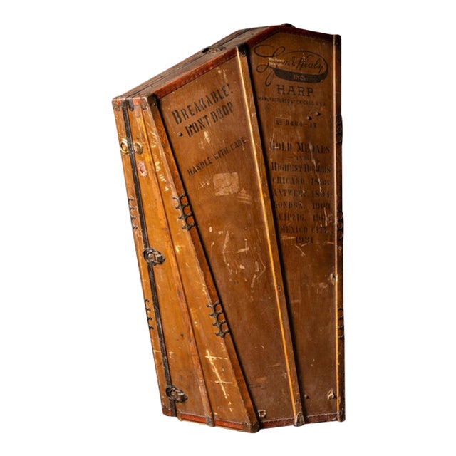 Antique Wooden Lyon & Healy Harp Case For Sale