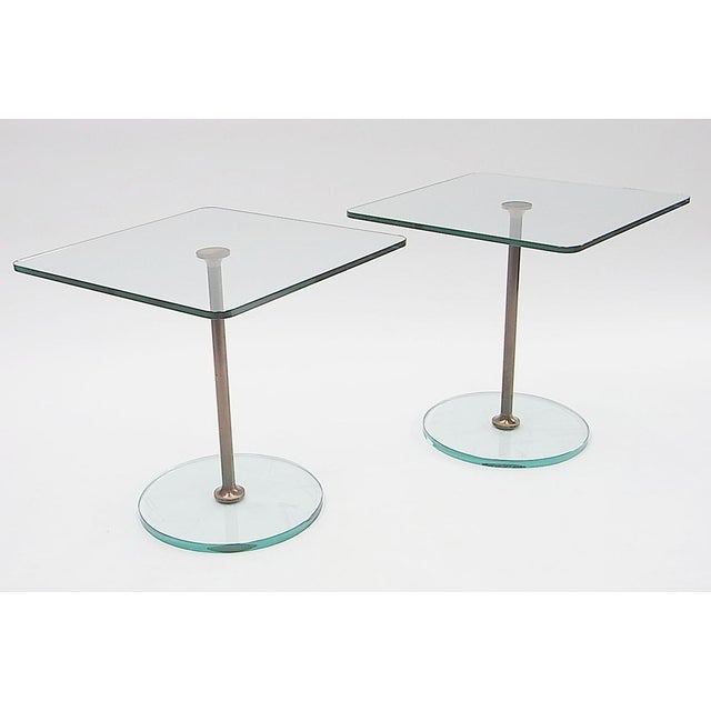 Contemporary Glass & Brass Side Tables, 1960s, Set of 2 For Sale - Image 3 of 13