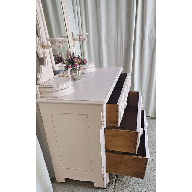 Victorian Pink Dresser With Mirror, Circa 1920's For Sale - Image 11 of 14