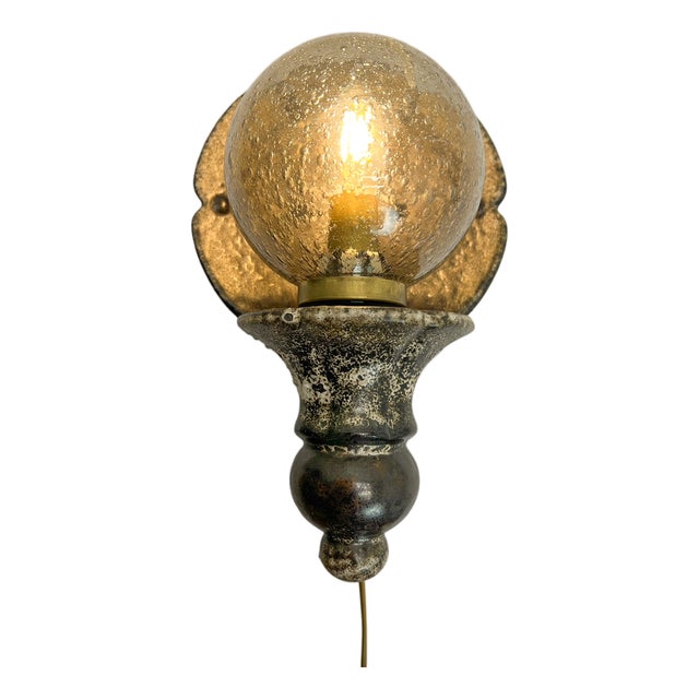 Fat Lava Ceramic Wall Lamp with Speckled Glass, 1960s For Sale