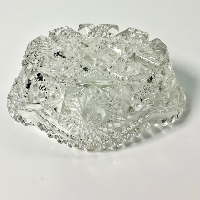Late 1800s Antique Boho Chic Hollywood Regency American Brilliant Cut Deep Relish Serving Dish For Sale - Image 9 of 11