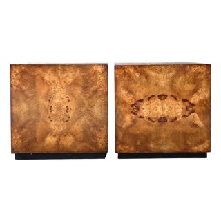 Vintage Burl Wood Cube Tables - Pair For Sale