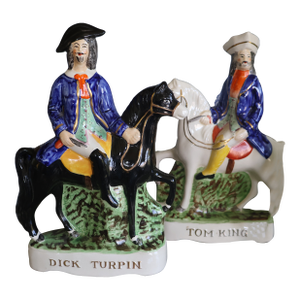 1960s Staffordshire-Style Dick Turpin & Tom King Figures – Pair