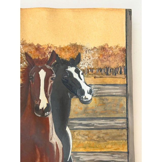 Figurative 1926 Antique Original Gouache Horses Painting Titled "Friends," Signed by Juan P. Winandy For Sale - Image 3 of 8