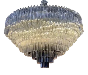 Transparent and Black Triedro Murano Glass Chandelier by Simoeng
