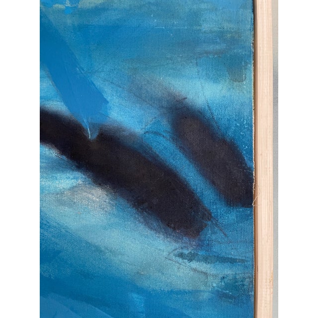 2020s "Far-Flung" Blue and Black Textured Original Painting For Sale - Image 5 of 9